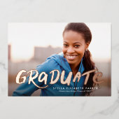 卒業はっきりしたシンプル2枚カッコいいの写真卒業 箔招待状 (正面)