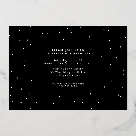 卒業はっきりしたシンプル2枚カッコいいの写真卒業 箔招待状 (裏面)