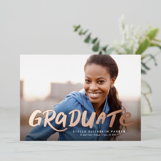 卒業はっきりしたシンプル2枚カッコいいの写真卒業 箔招待状 (立ち正面)