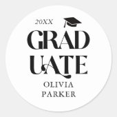 卒業はっきりしたタイポグラフィホワイト ラウンドシール (正面)