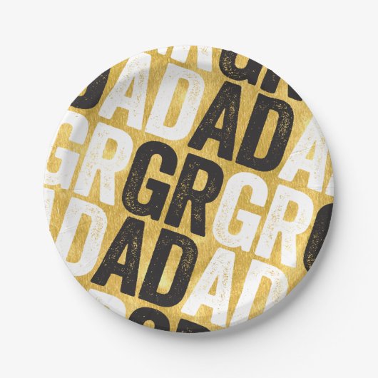 卒業はっきりしたタイポグラフィ金ゴールド卒業会 ペーパープレート (正面)