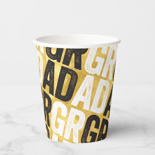 卒業はっきりしたタイポグラフィ金ゴールド卒業会 紙コップ (正面)