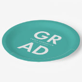 卒業はっきりしたターコイズ ペーパープレート (アングル)