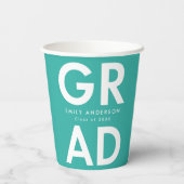 卒業はっきりしたターコイズ 紙コップ (裏面)