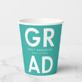 卒業はっきりしたターコイズ 紙コップ (正面)