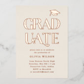 卒業はっきりしたパーティークリーム 箔招待状 (正面)