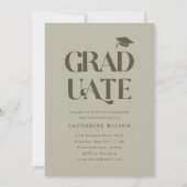 卒業はっきりしたパーティー写真セージ 招待状 (正面)