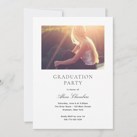 卒業はっきりしたフルフォト卒業 招待状 (裏面)