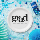 卒業はっきりしたモダンタイポグラフィ白黒 ペーパープレート (パーティー)