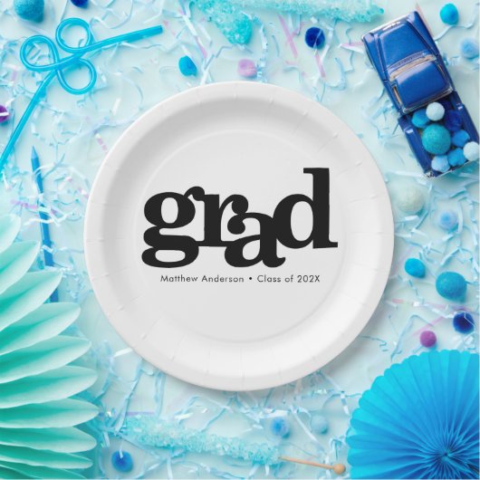 卒業はっきりしたモダンタイポグラフィ白黒 ペーパープレート (パーティー)