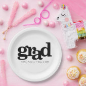 卒業はっきりしたモダンタイポグラフィ白黒 ペーパープレート (パーティー)