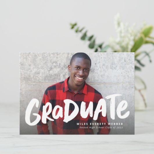 卒業はっきりしたモダントレンディー1枚の卒業 案内状 (スタンド正面)