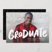 卒業はっきりしたモダントレンディー1枚の卒業 案内状 (正面/裏面)