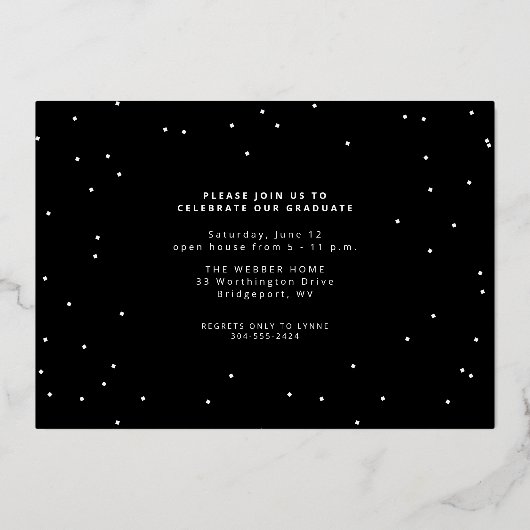 卒業はっきりしたモダン金ゴールド3枚の写真の卒業 箔招待状 (裏面)