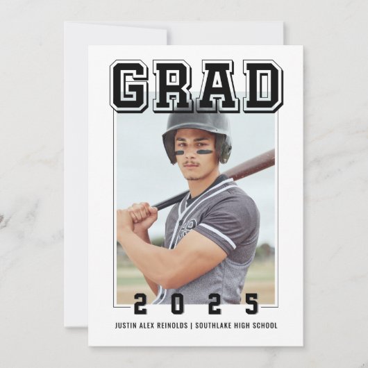 卒業はっきりしたモダン 招待状 (正面)