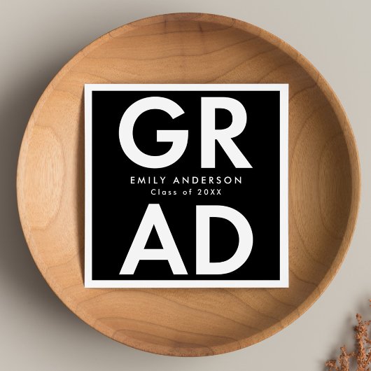 卒業はっきりした白黒卒業 スタンダードカクテルナプキン