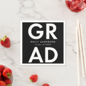 卒業はっきりした白黒卒業 スタンダードカクテルナプキン (インサイチュ)