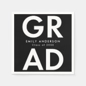 卒業はっきりした白黒卒業 スタンダードカクテルナプキン (正面)