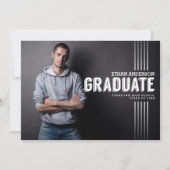 卒業はっきりした者 |ホワイト文字写真卒業パーティー 招待状 (正面)