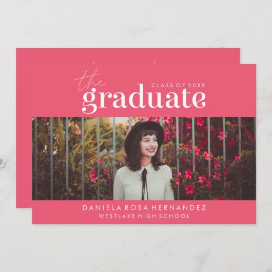 卒業はっきりした者 |写真卒業招待状 招待状 (正面/裏面)