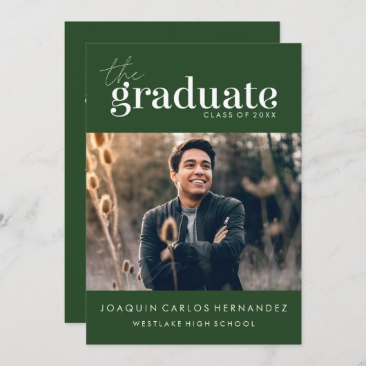 卒業はっきりした者 |写真卒業招待状 招待状 (正面/裏面)