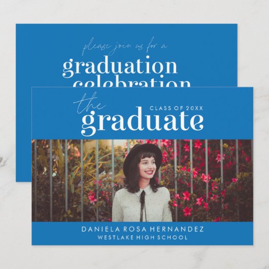 卒業はっきりした者 |写真卒業招待状 招待状 (正面/裏面)