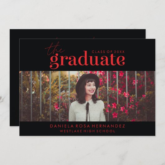 卒業はっきりした者 |写真卒業招待状 招待状 (正面/裏面)