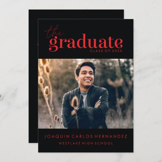 卒業はっきりした者 |写真卒業招待状 招待状 (正面/裏面)