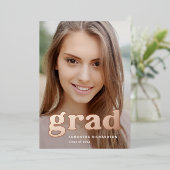 卒業はっきりした者 | 2022年モダンの卒業写真2枚 箔招待状 (立ち正面)