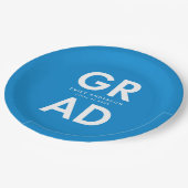 卒業はっきりした青 ペーパープレート (アングル)