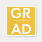 卒業はっきりした黄色 スタンダードカクテルナプキン (正面)