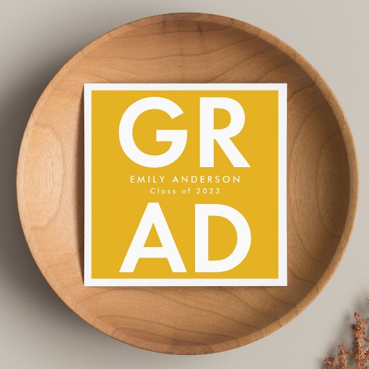 卒業はっきりした黄色 スタンダードカクテルナプキン