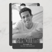 卒業はっきりした、モダンタイポグラフィ写真 案内状 (正面/裏面)