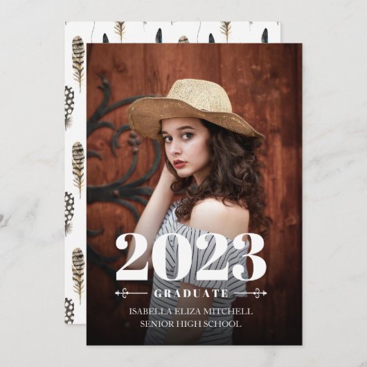 卒業はっきりした |写真の発表 案内状 (正面/裏面)