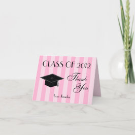 卒業はメッセージカード感謝していしています -- ピンクのストライプ サンキューカード