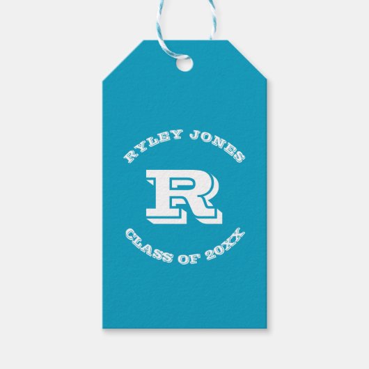 卒業はモノグラムカスタムとカラーのラベルを好む ギフトタグ (正面)
