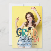 卒業は任意の年レトロ卒業パーティー4写真 招待状 (正面)