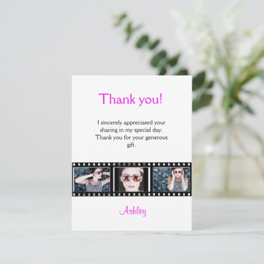 卒業は写真のメッセージカードFilmstrip感謝していしています サンキューカード (スタンド正面)