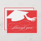 卒業は平らなメッセージカード|の赤感謝していしています ノートカード (正面/裏面)