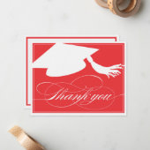 卒業は平らなメッセージカード|の赤感謝していしています ノートカード (正面/裏面インサイチュ)