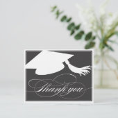 卒業は平らなメッセージカード|の黒感謝していしています 招待状 (スタンド正面)