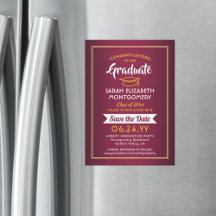 卒業は日付を保存するマルーンレッド&金ゴールドイエロー