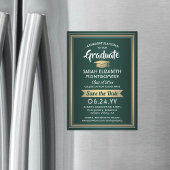 卒業は日付を保存エレガント緑の白金ゴールド マグネット招待状