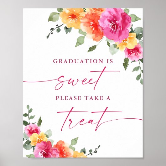 卒業は甘いフェスティバル明るいフローラのサイン ポスター (正面)