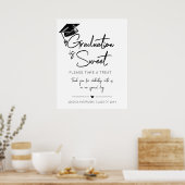 卒業は甘いミニマル白黒スクリプト ポスター (キッチン)