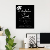 卒業は甘いミニマル白黒スクリプト ポスター (ホームオフィス)