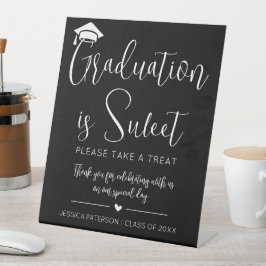 卒業は甘いミニマル白黒スクリプト 台座サイン