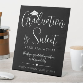 卒業は甘いミニマル白黒スクリプト 台座サイン