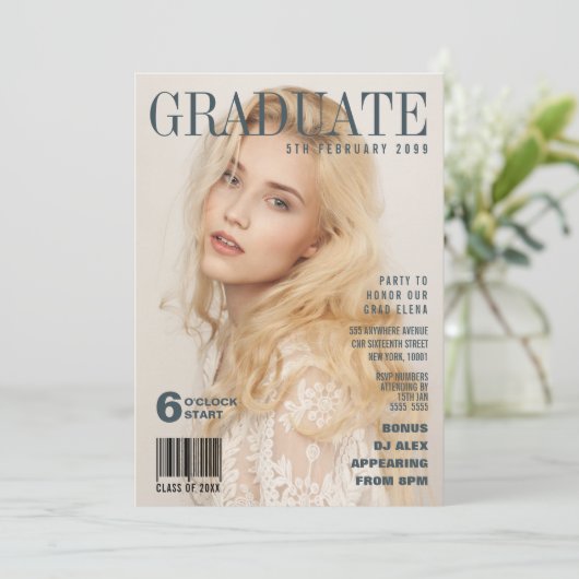 卒業は雑誌カバーのパーティーの招待のふりをします 招待状 (スタンド正面)