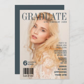 卒業は雑誌カバーのパーティーの招待のふりをします 招待状 (正面/裏面)